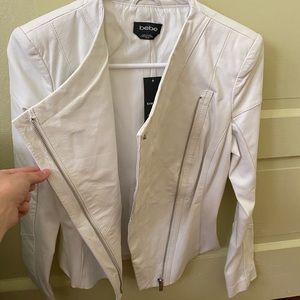 Bebe White leather jacket